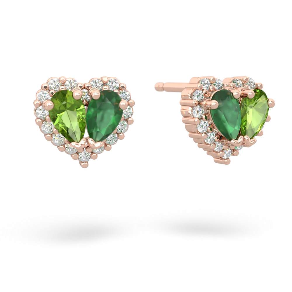 Peridot Halo 14K Rose Gold earrings E7008