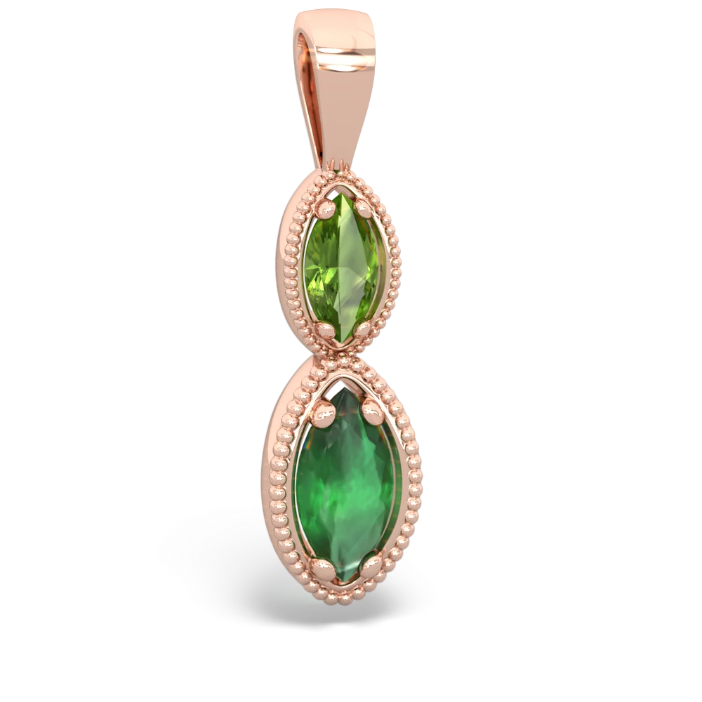 Peridot Antique-Style Halo 14K Rose Gold pendant P5700