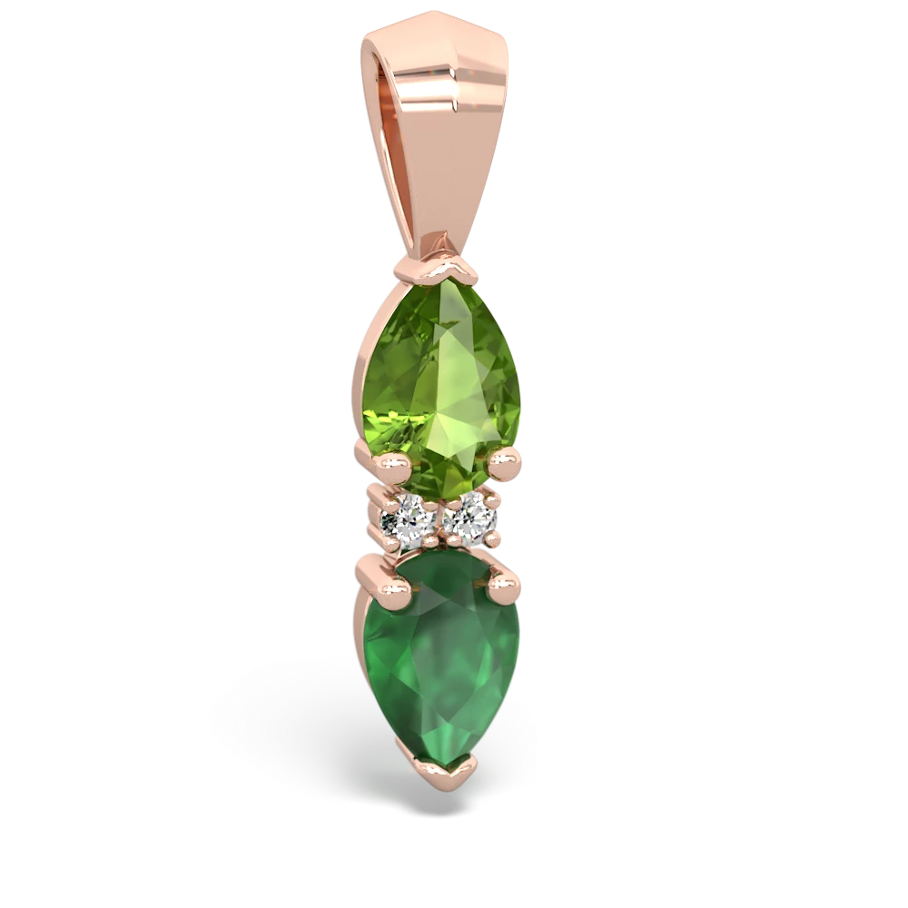 Peridot Bowtie Drop 14K Rose Gold pendant P0865