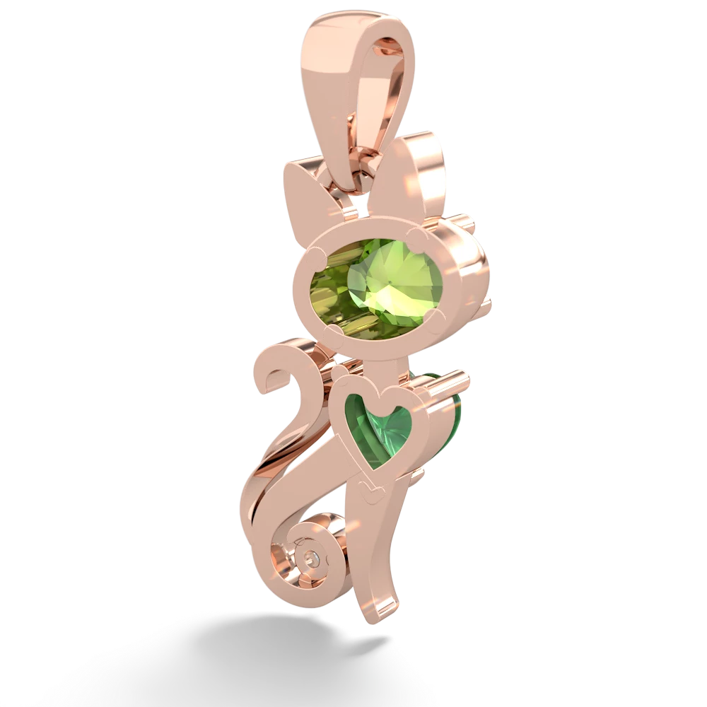 Peridot Kitten 14K Rose Gold pendant P5780