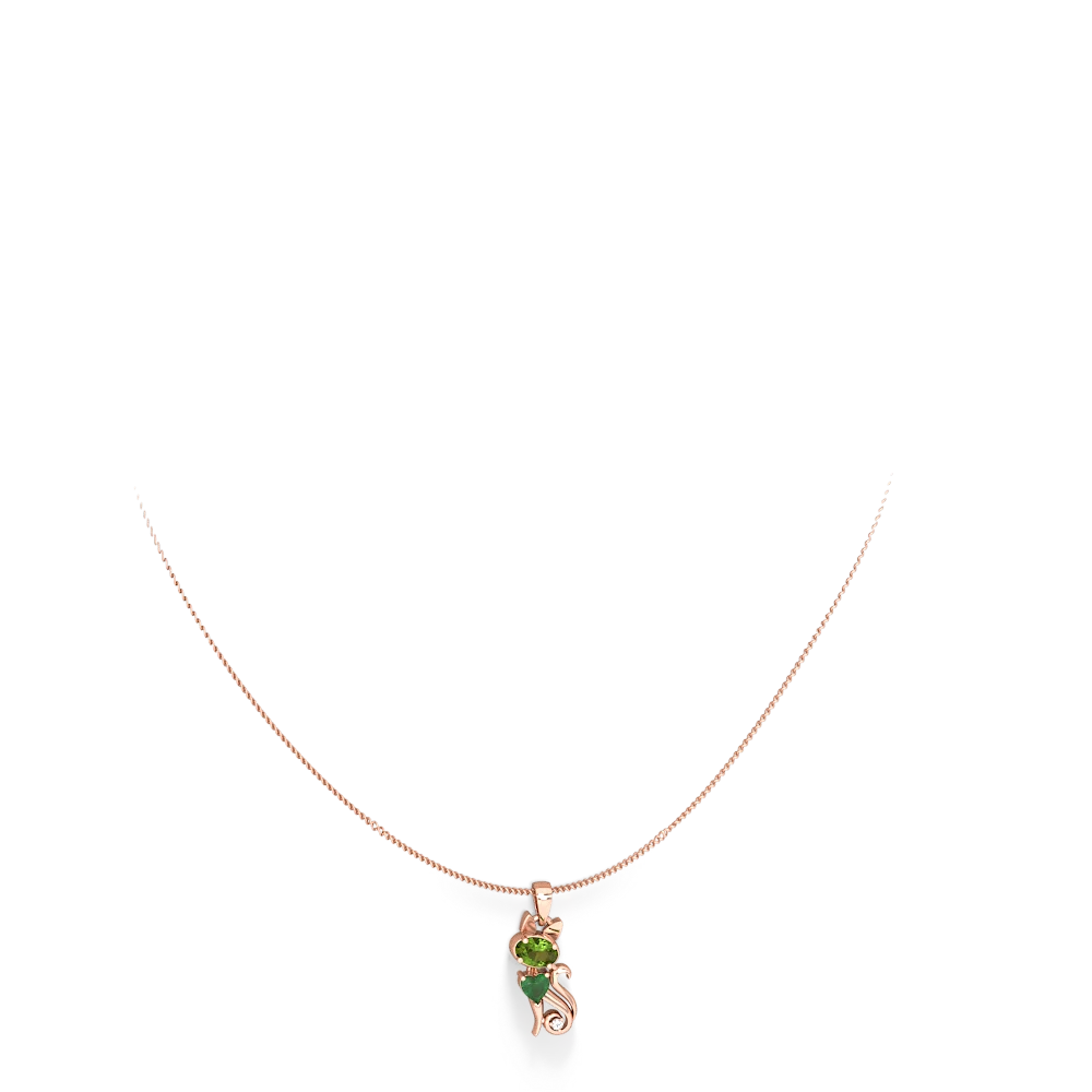 Peridot Kitten 14K Rose Gold pendant P5780