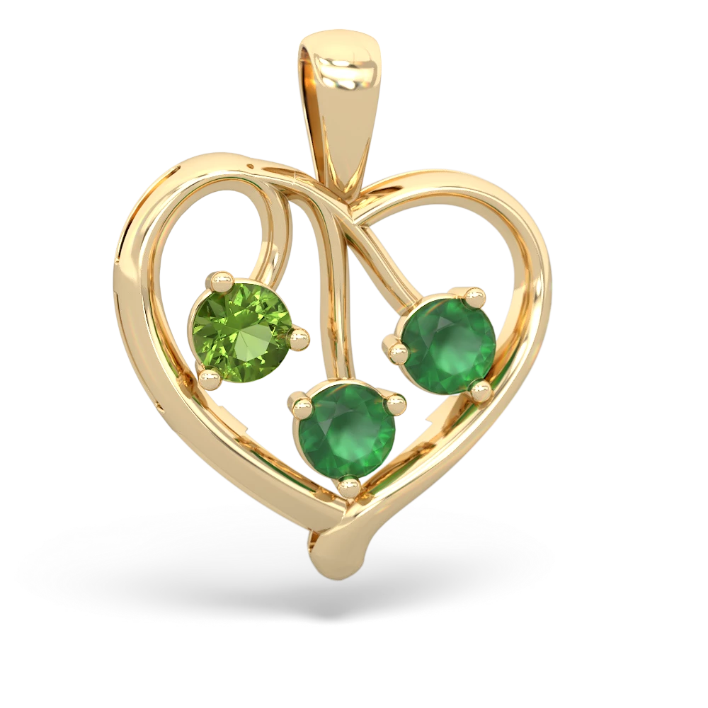 Peridot Glowing Heart 14K Yellow Gold pendant P2233