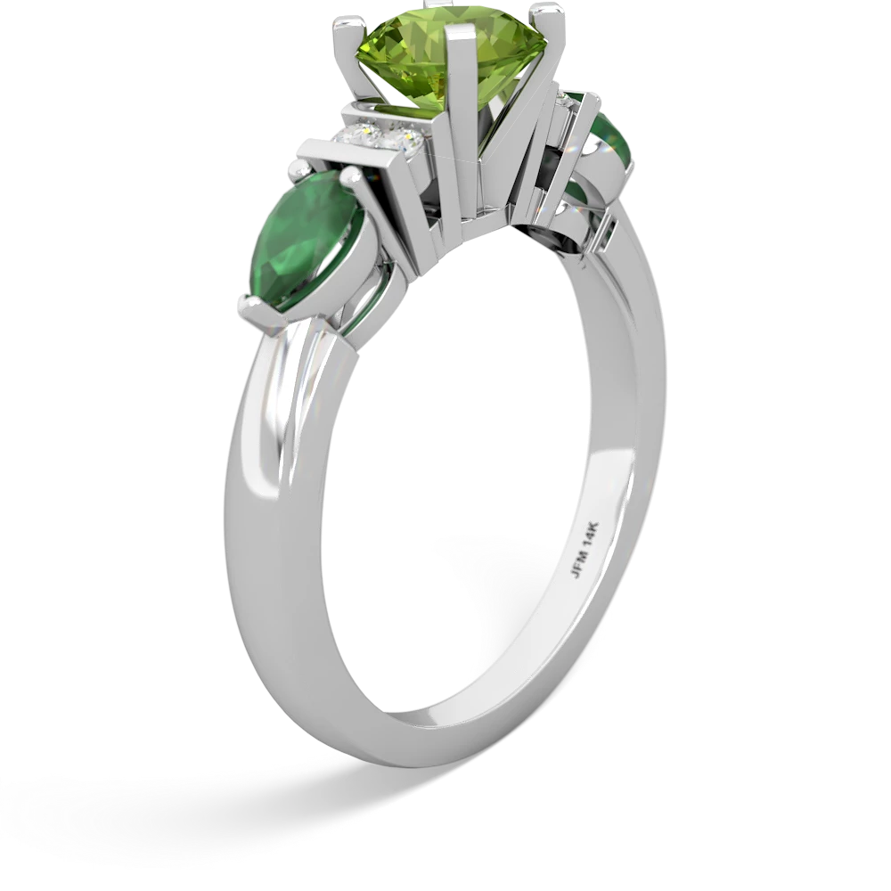 Peridot 6Mm Round Eternal Embrace Engagement 14K White Gold ring R2005