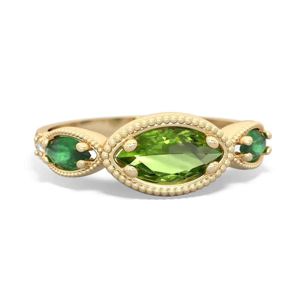 Peridot Milgrain Marquise 14K Yellow Gold ring R5700