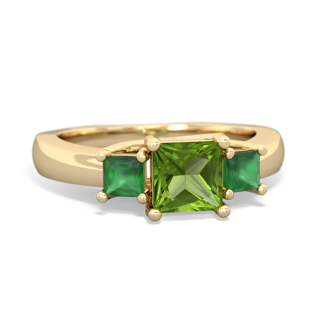 Peridot Three Stone Trellis 14K Yellow Gold ring R4015