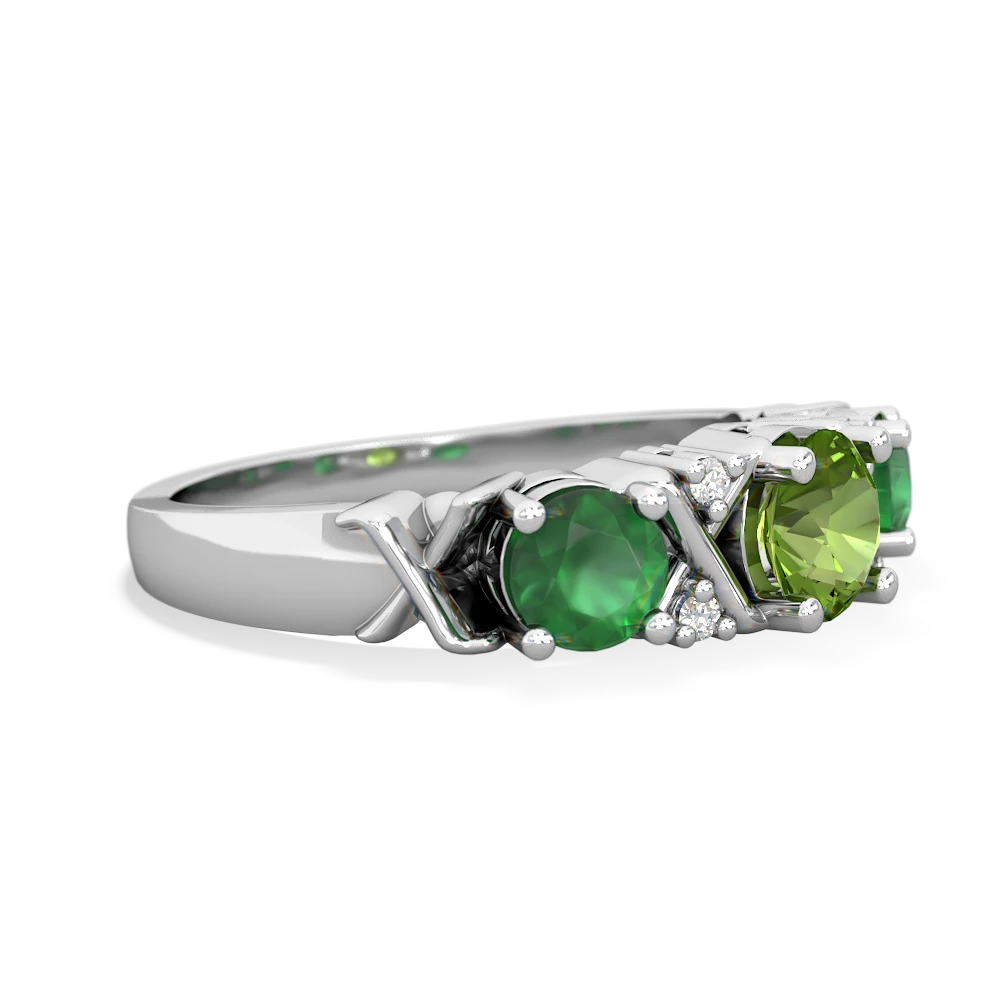 Peridot Hugs And Kisses 14K White Gold ring R5016