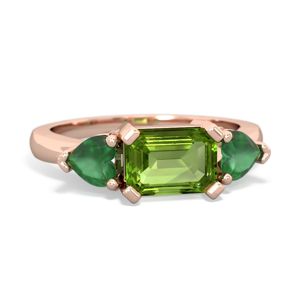 Peridot Three Stone 14K Rose Gold ring R5235