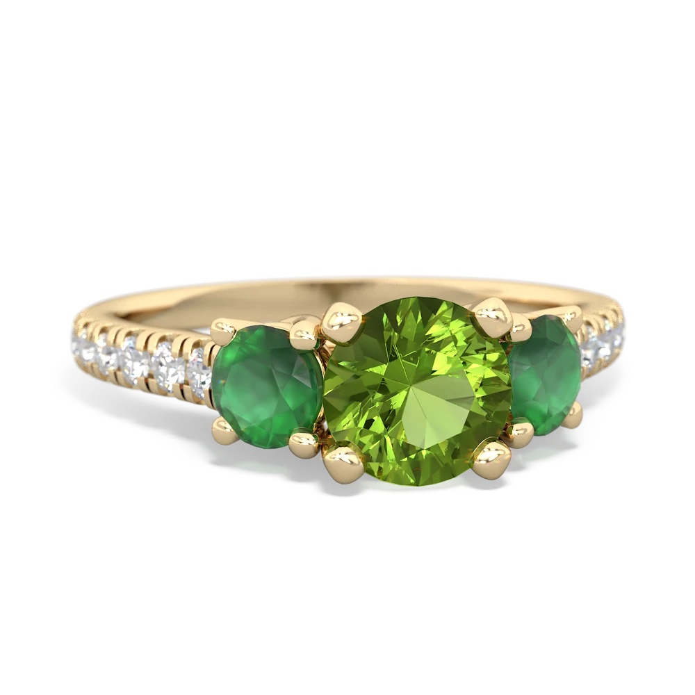 Peridot Pave Trellis 14K Yellow Gold ring R5500