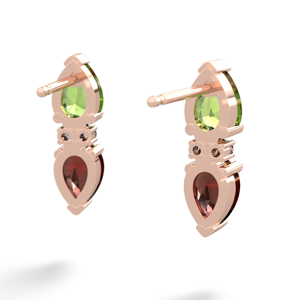 Peridot Bowtie Drop 14K Rose Gold earrings E0865