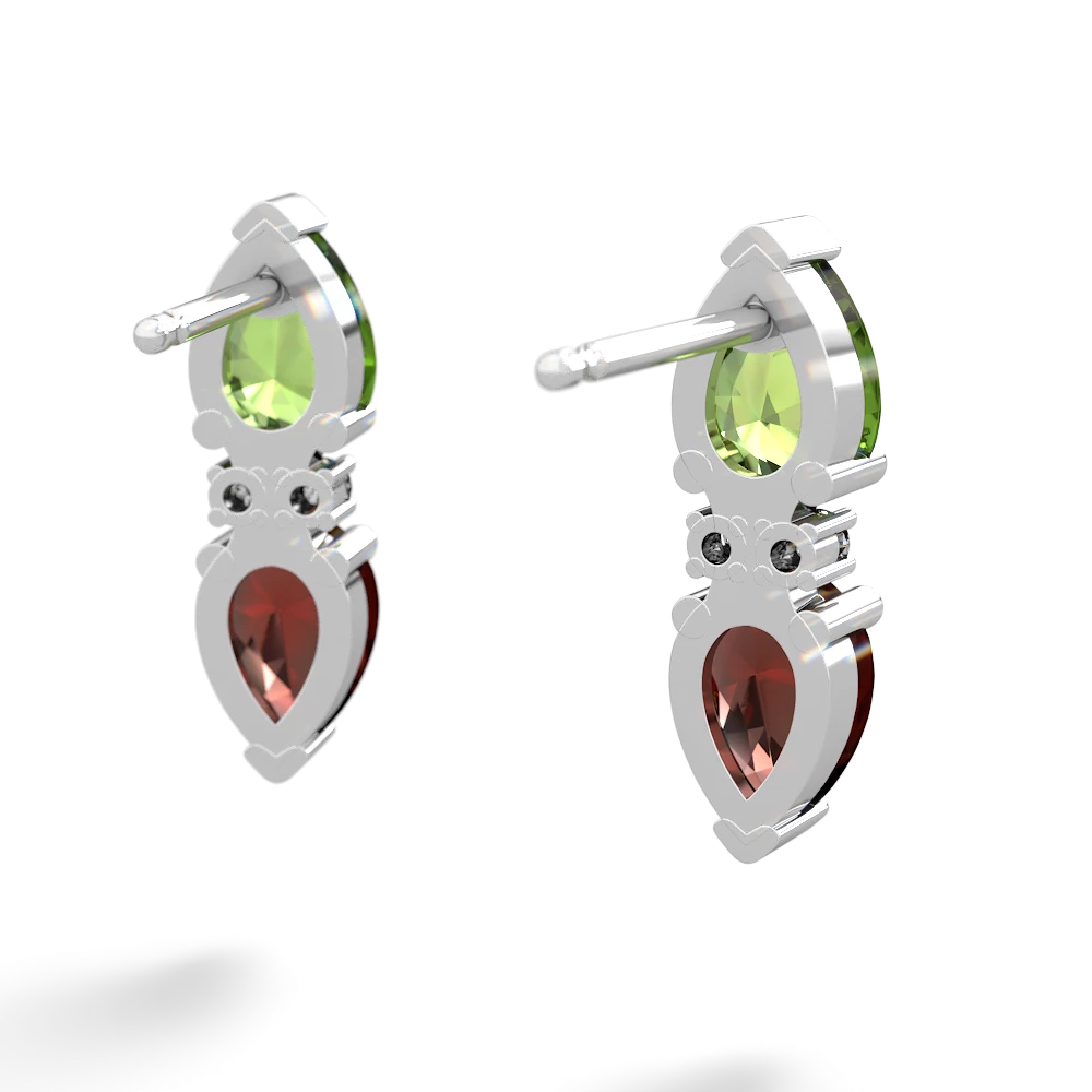 Peridot Bowtie Drop 14K White Gold earrings E0865