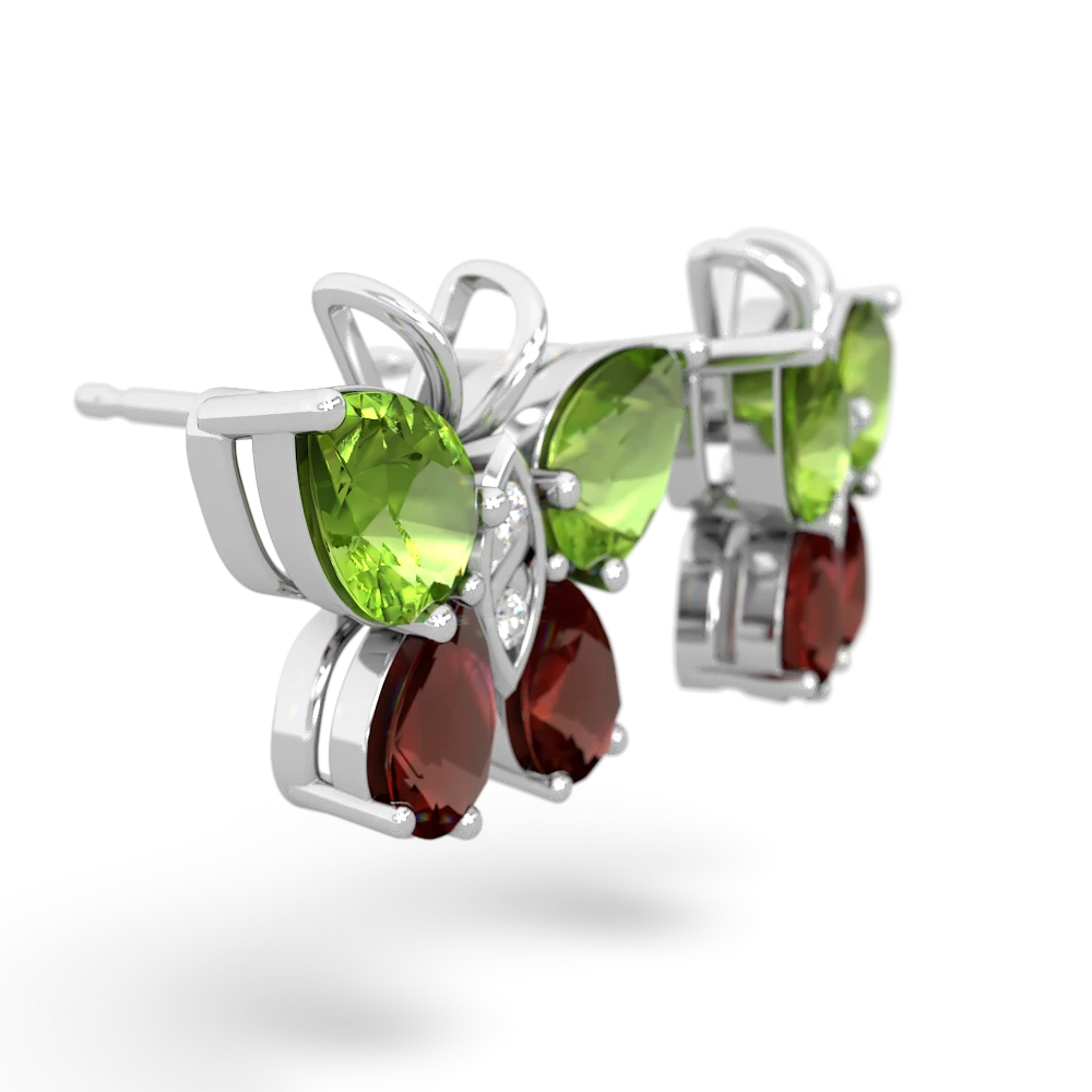 Peridot Butterfly 14K White Gold earrings E2215