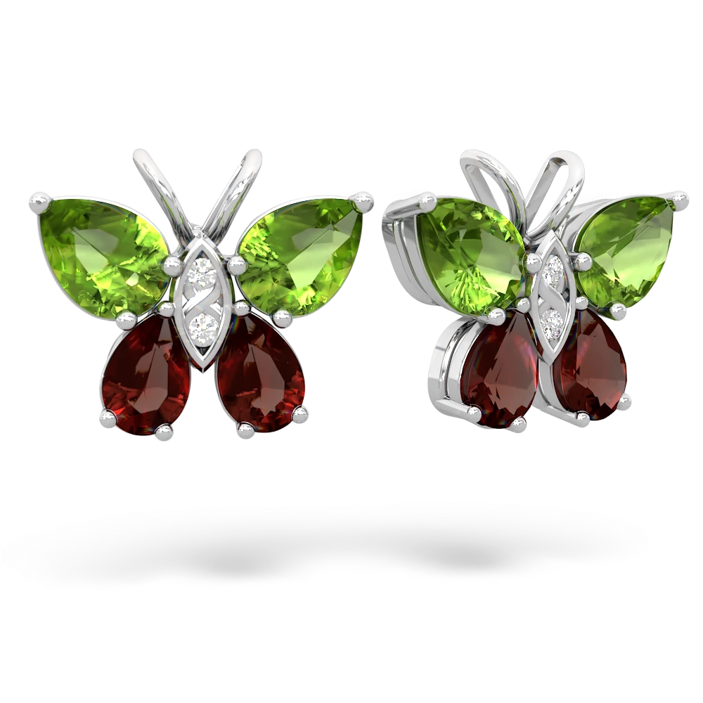 Peridot Butterfly 14K White Gold earrings E2215