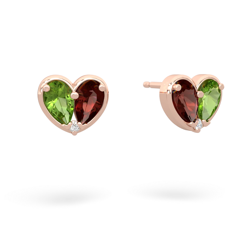 Peridot 'Our Heart' 14K Rose Gold earrings E5072