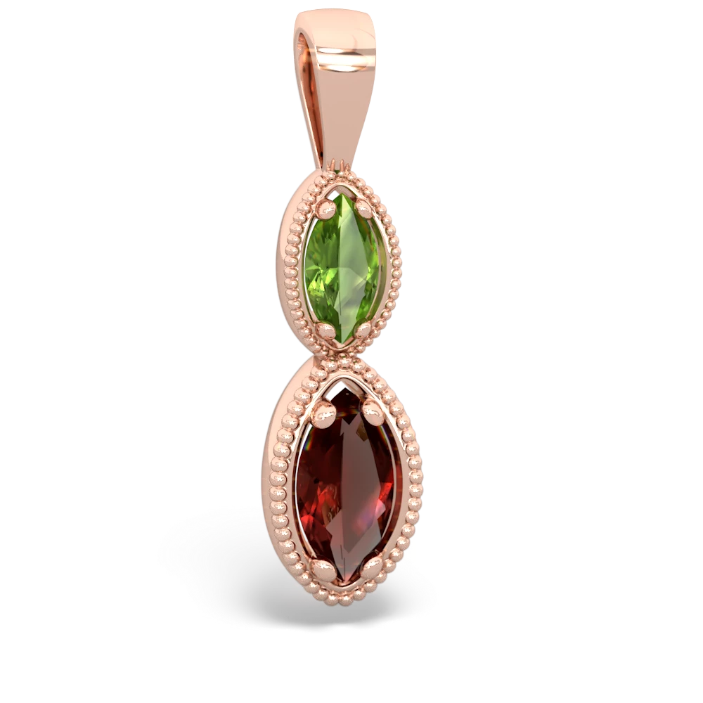 Peridot Antique-Style Halo 14K Rose Gold pendant P5700