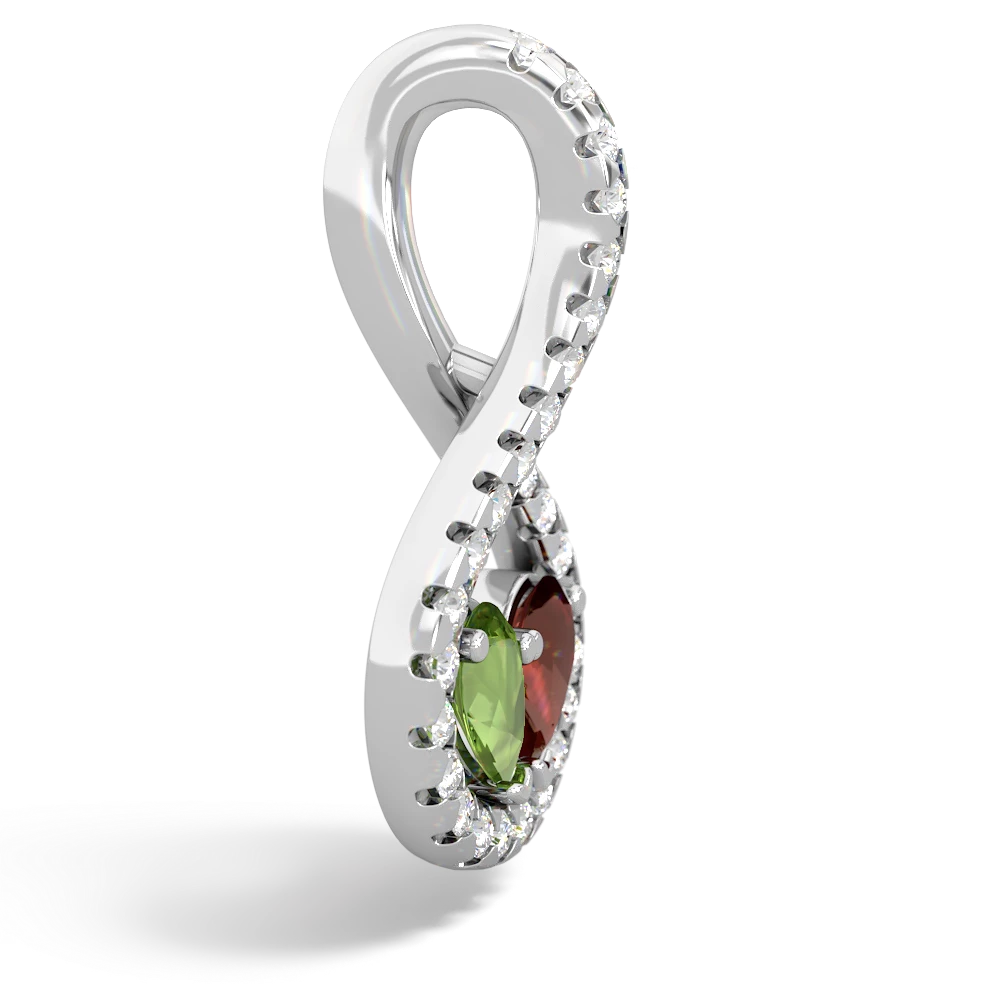 Peridot Pave Twist 'One Heart' 14K White Gold pendant P5360