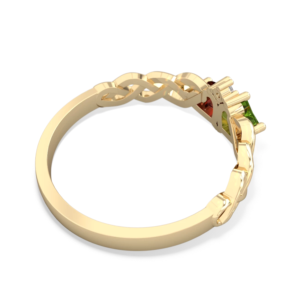 Peridot Heart To Heart Braid 14K Yellow Gold ring R5870