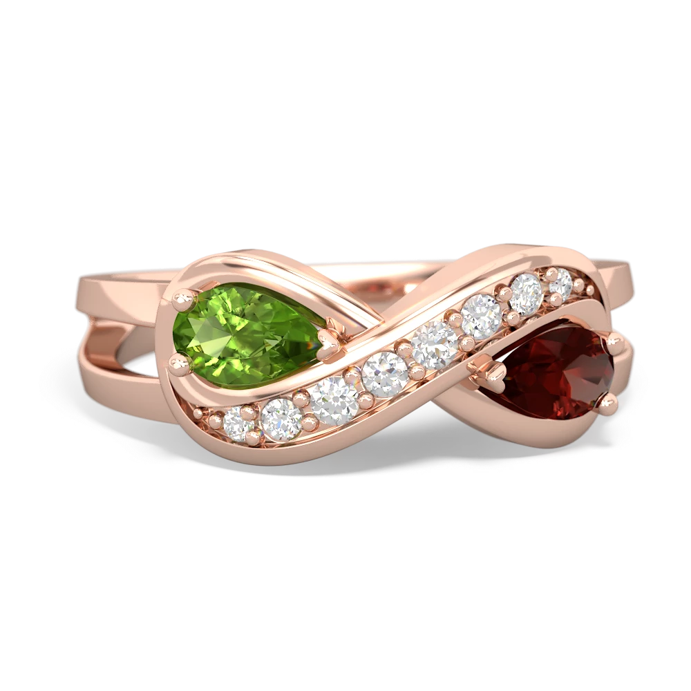 Peridot Diamond Infinity 14K Rose Gold ring R5390