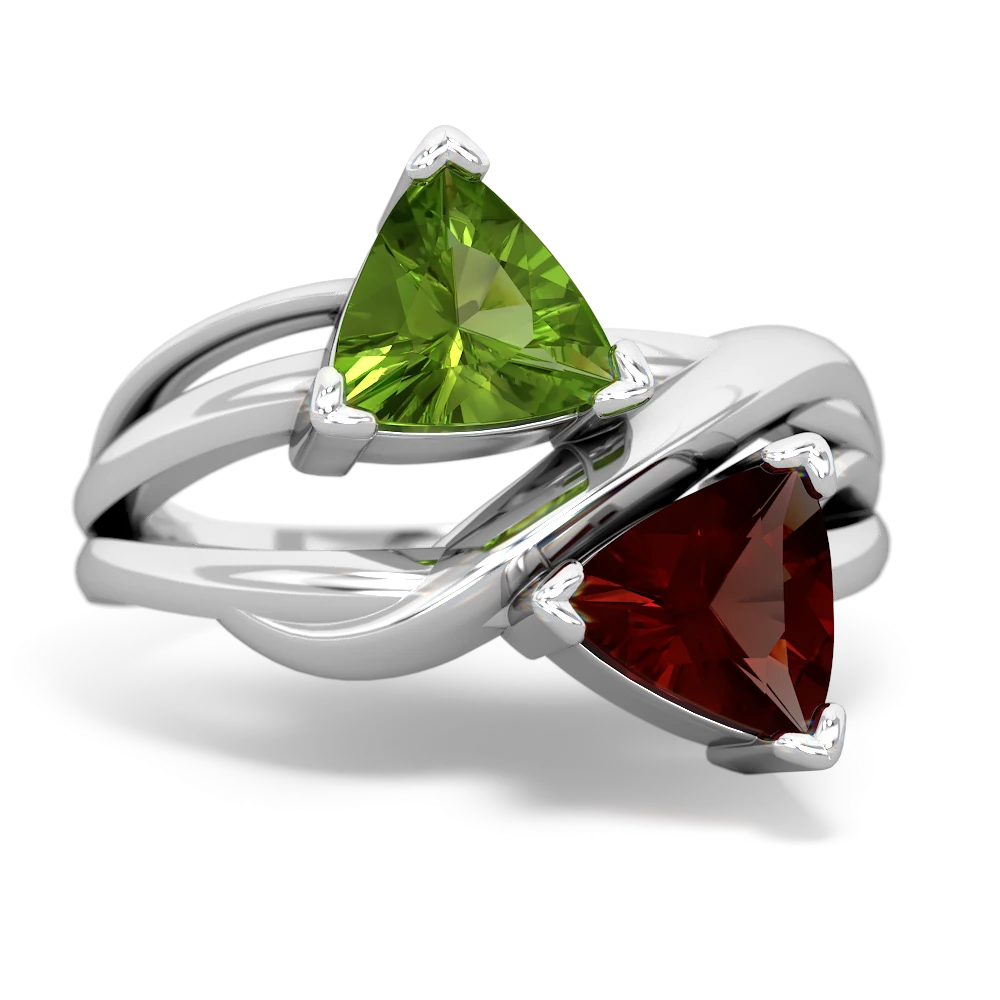 Peridot Split Band Swirl 14K White Gold ring R2341