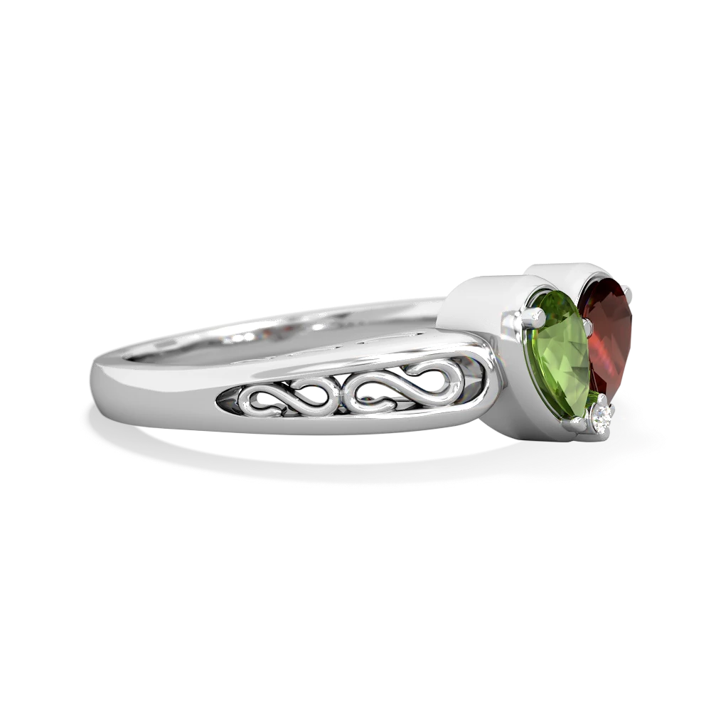 Peridot Filligree 'One Heart' 14K White Gold ring R5070