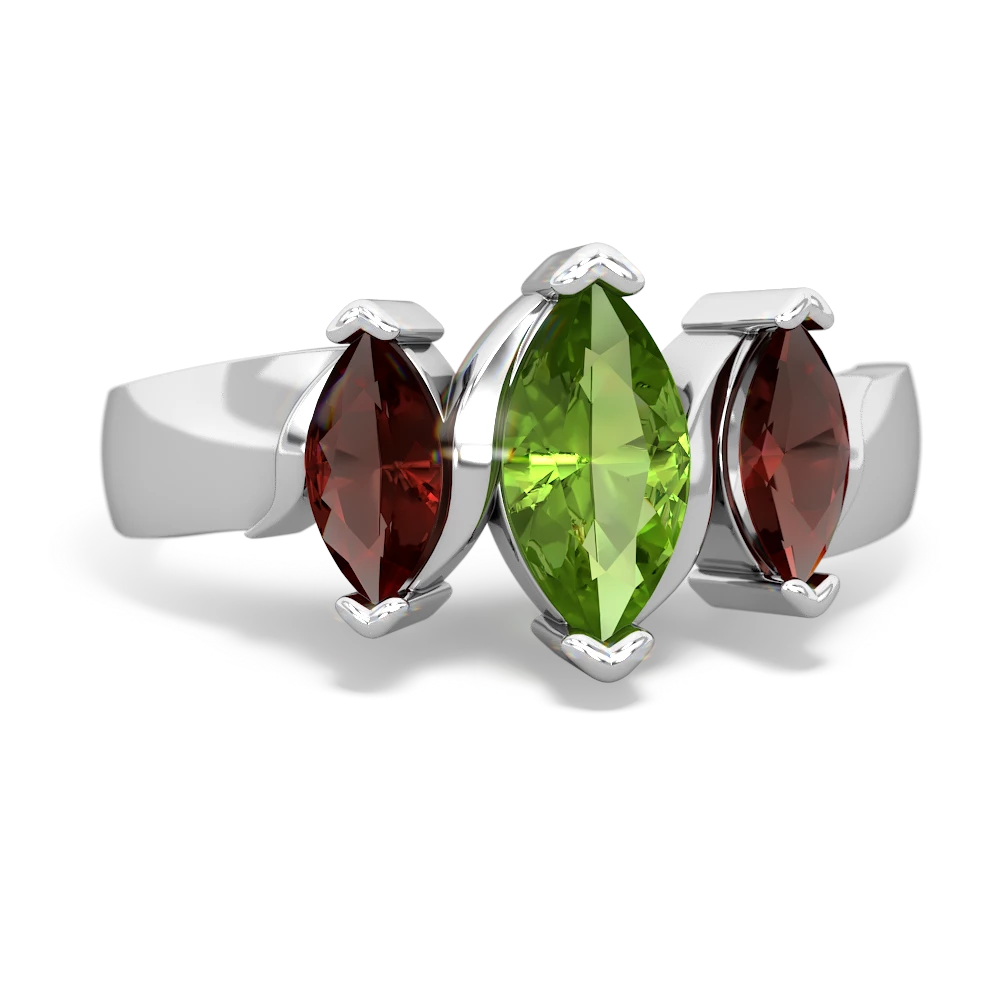 Peridot Three Peeks 14K White Gold ring R2433