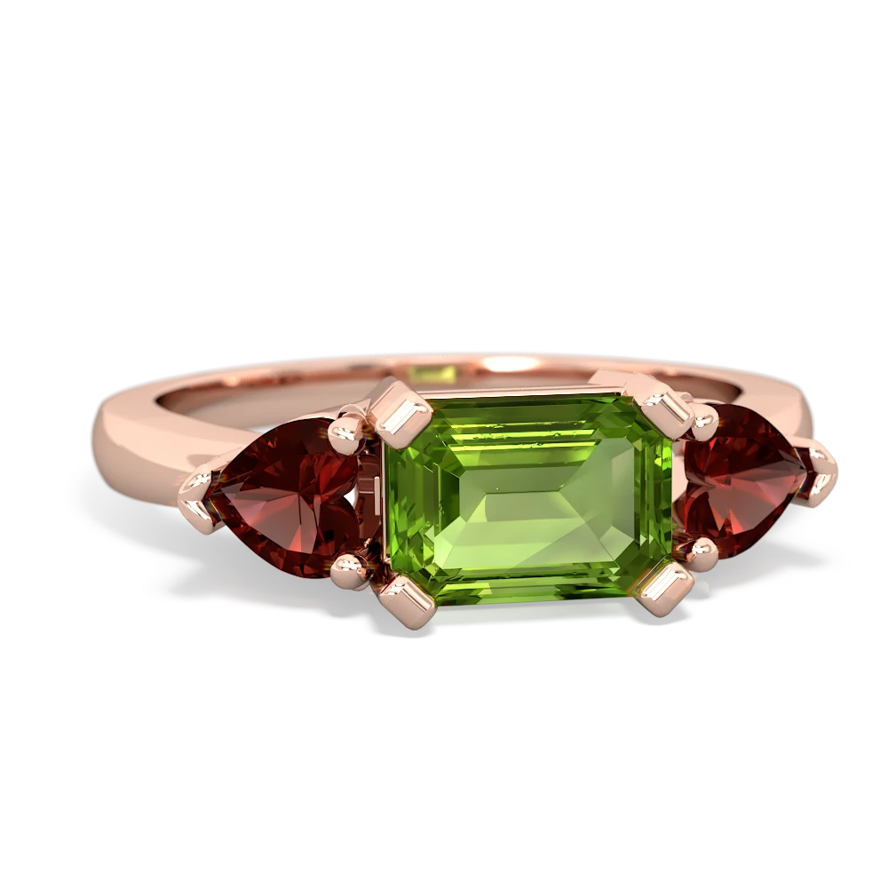 Peridot Three Stone 14K Rose Gold ring R5235