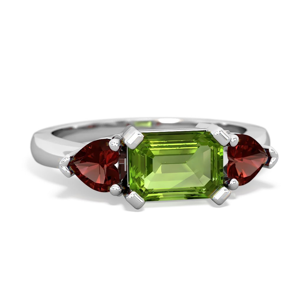 Peridot Three Stone 14K White Gold ring R5235