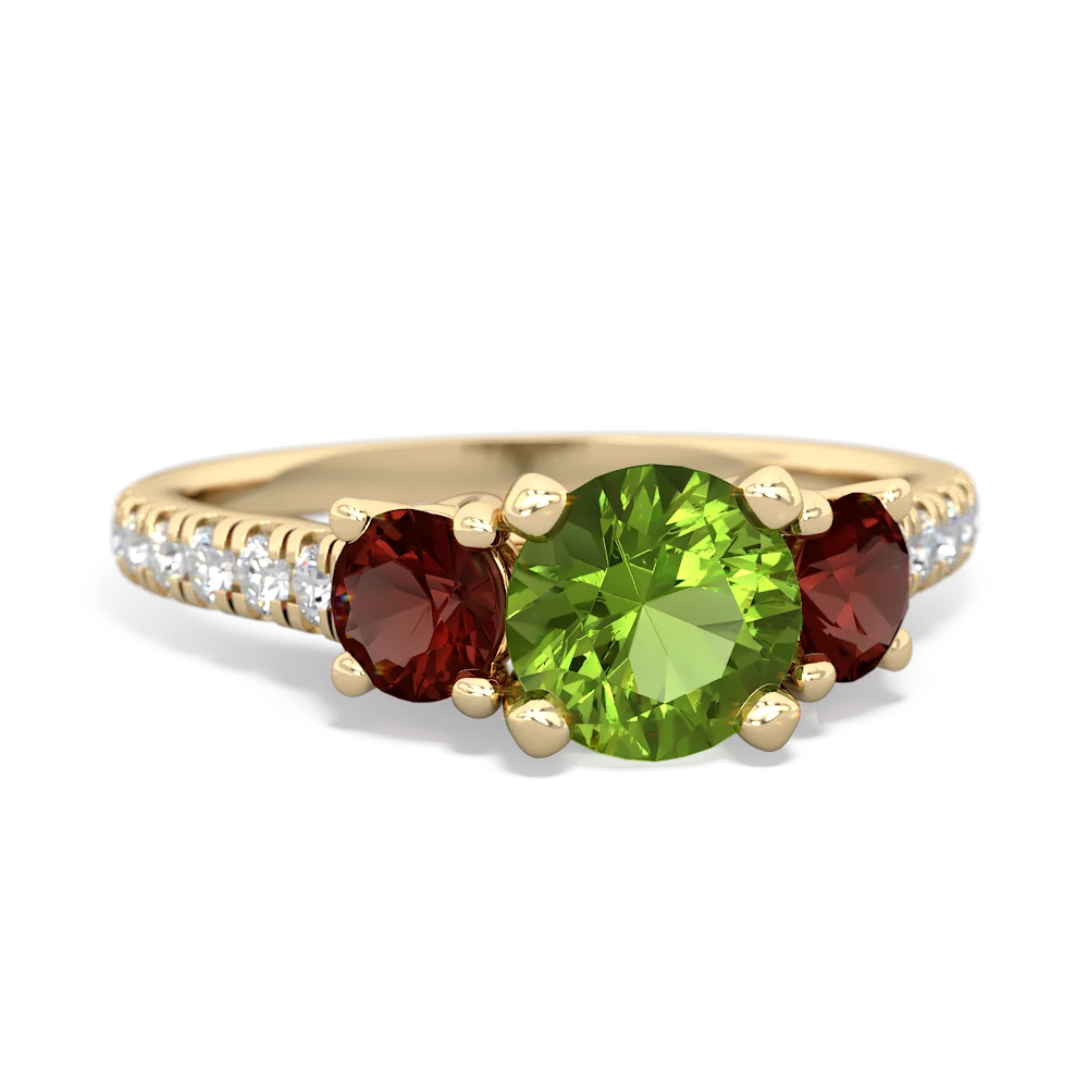 Peridot Pave Trellis 14K Yellow Gold ring R5500