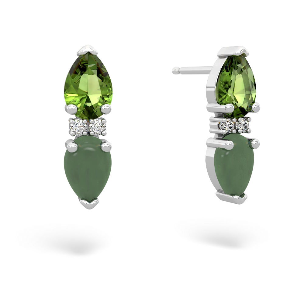 Peridot Bowtie Drop 14K White Gold earrings E0865