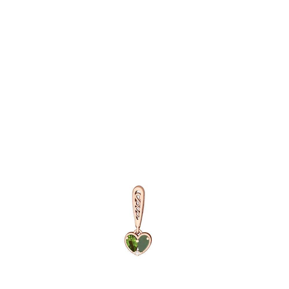 Peridot Filligree Heart 14K Rose Gold earrings E5070