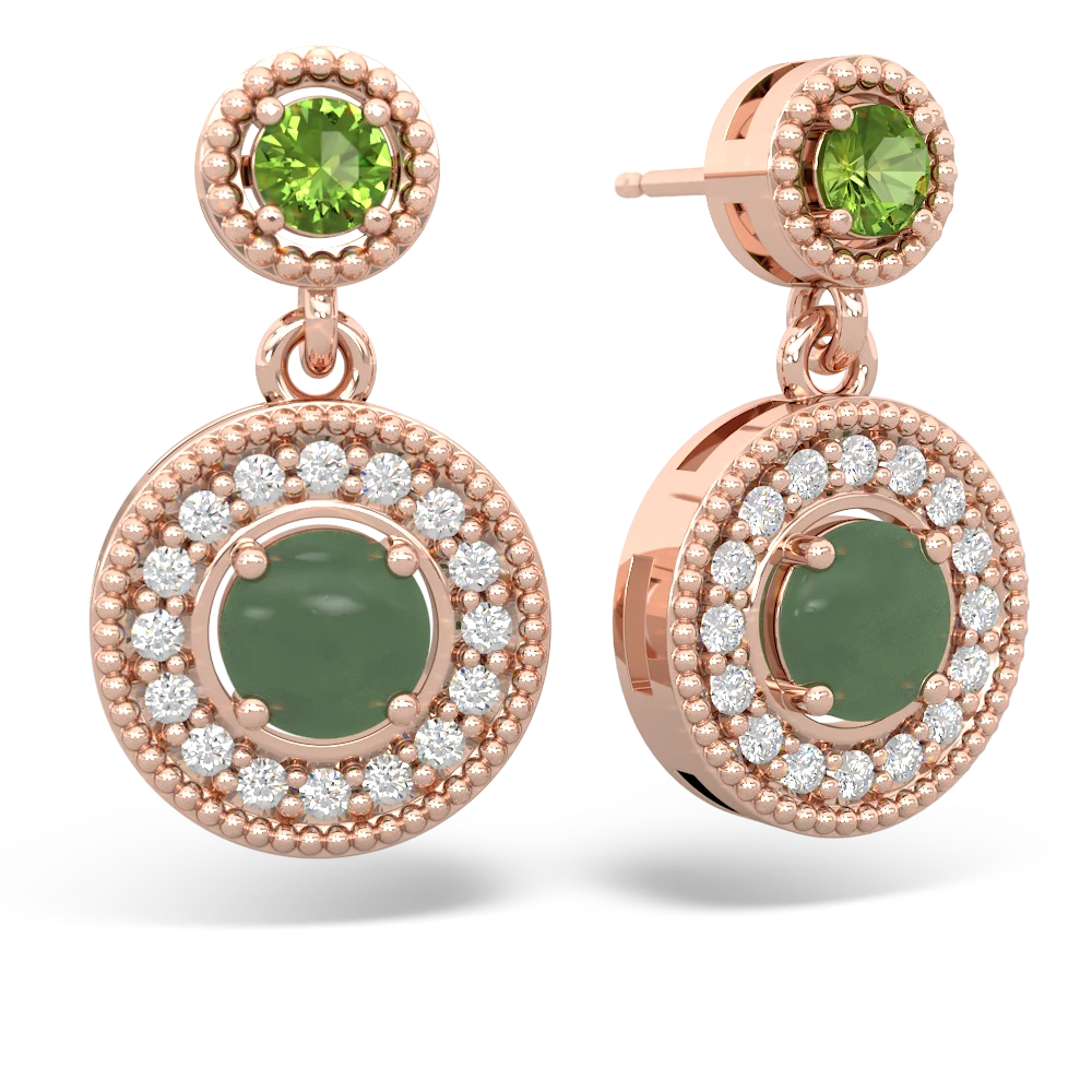 Peridot Halo Dangle 14K Rose Gold earrings E5319