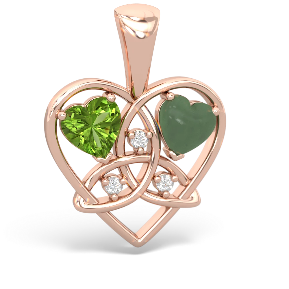 Peridot Celtic Trinity Heart 14K Rose Gold pendant P5331