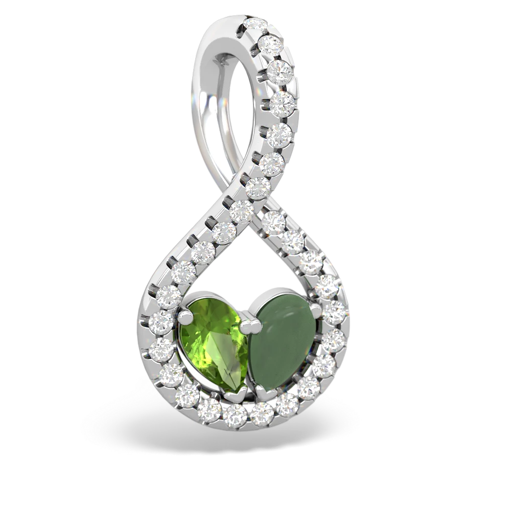 Peridot Pave Twist 'One Heart' 14K White Gold pendant P5360