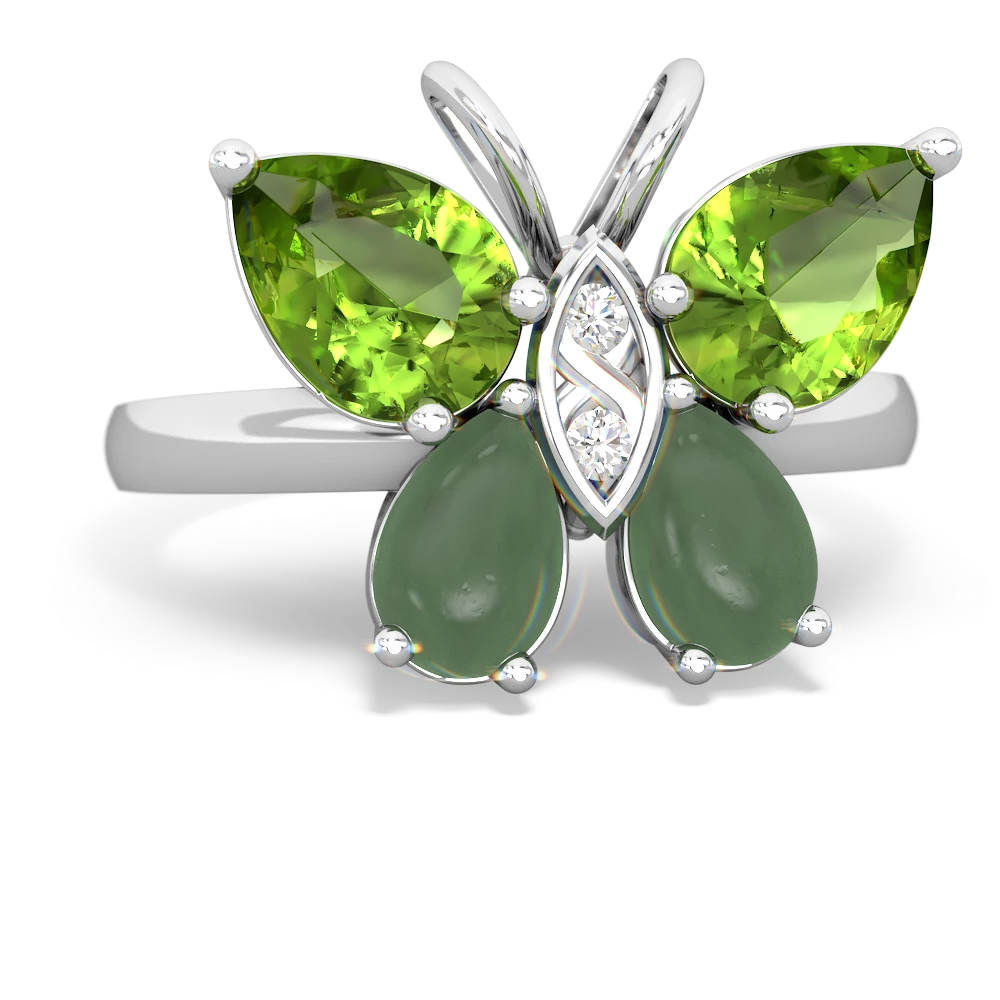 Peridot Butterfly 14K White Gold ring R2215