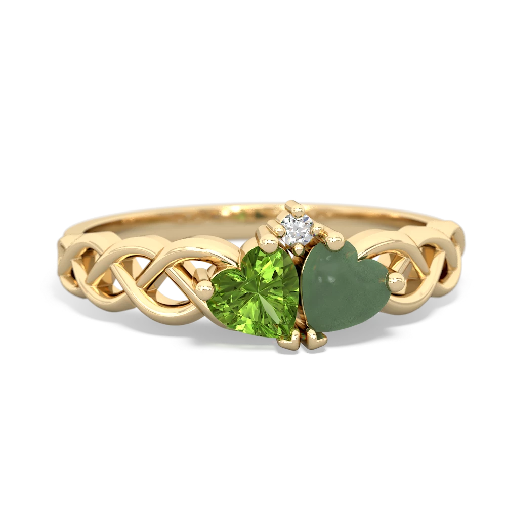 Peridot Heart To Heart Braid 14K Yellow Gold ring R5870