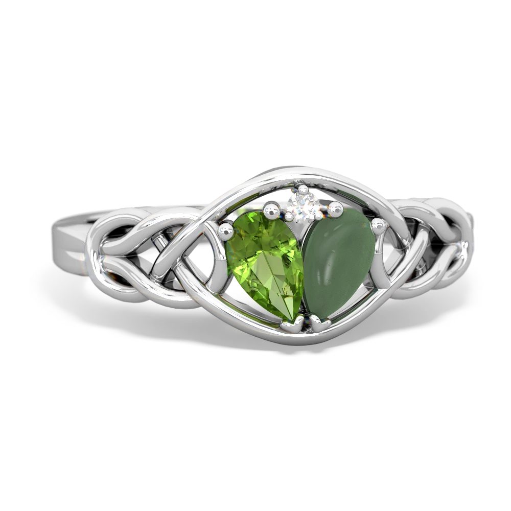 Peridot Celtic Love Knot 14K White Gold ring R5420