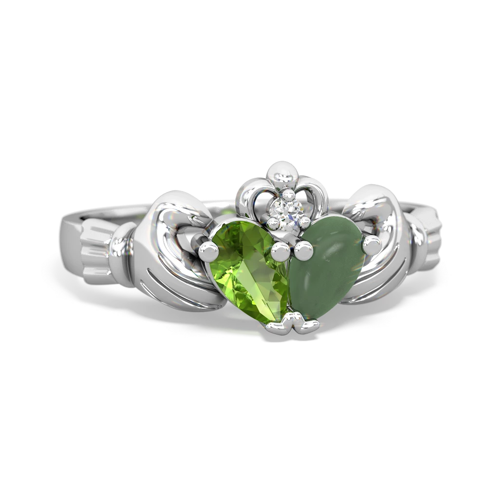 Peridot 'Our Heart' Claddagh 14K White Gold ring R2388