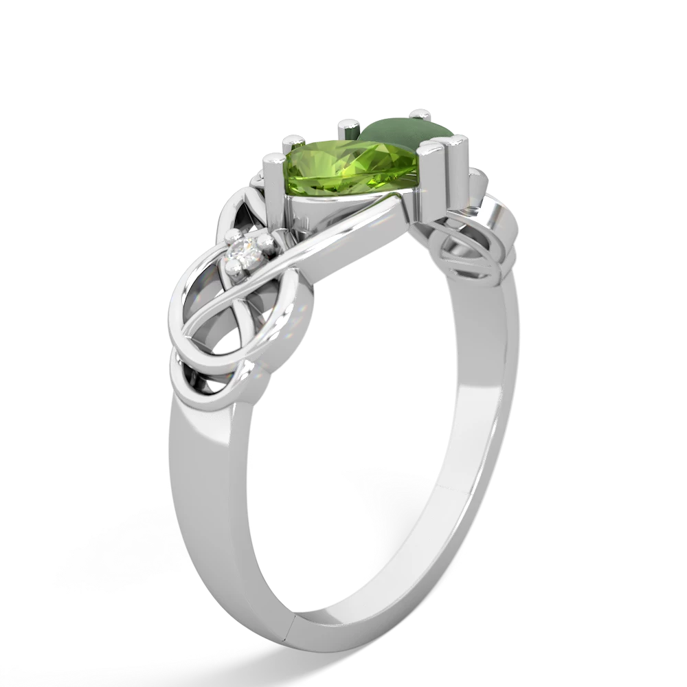 Peridot 'One Heart' Celtic Knot Claddagh 14K White Gold ring R5322