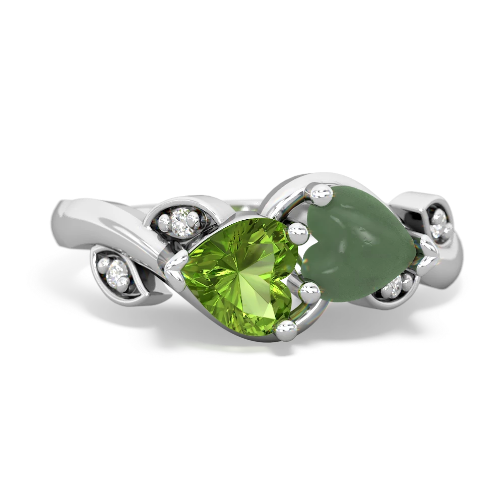 Peridot Floral Elegance 14K White Gold ring R5790