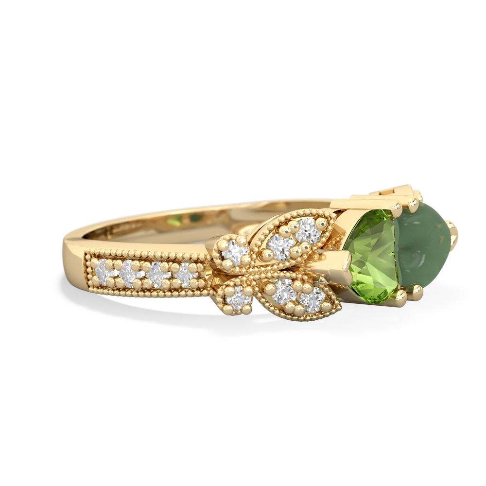 Peridot Diamond Butterflies 14K Yellow Gold ring R5601