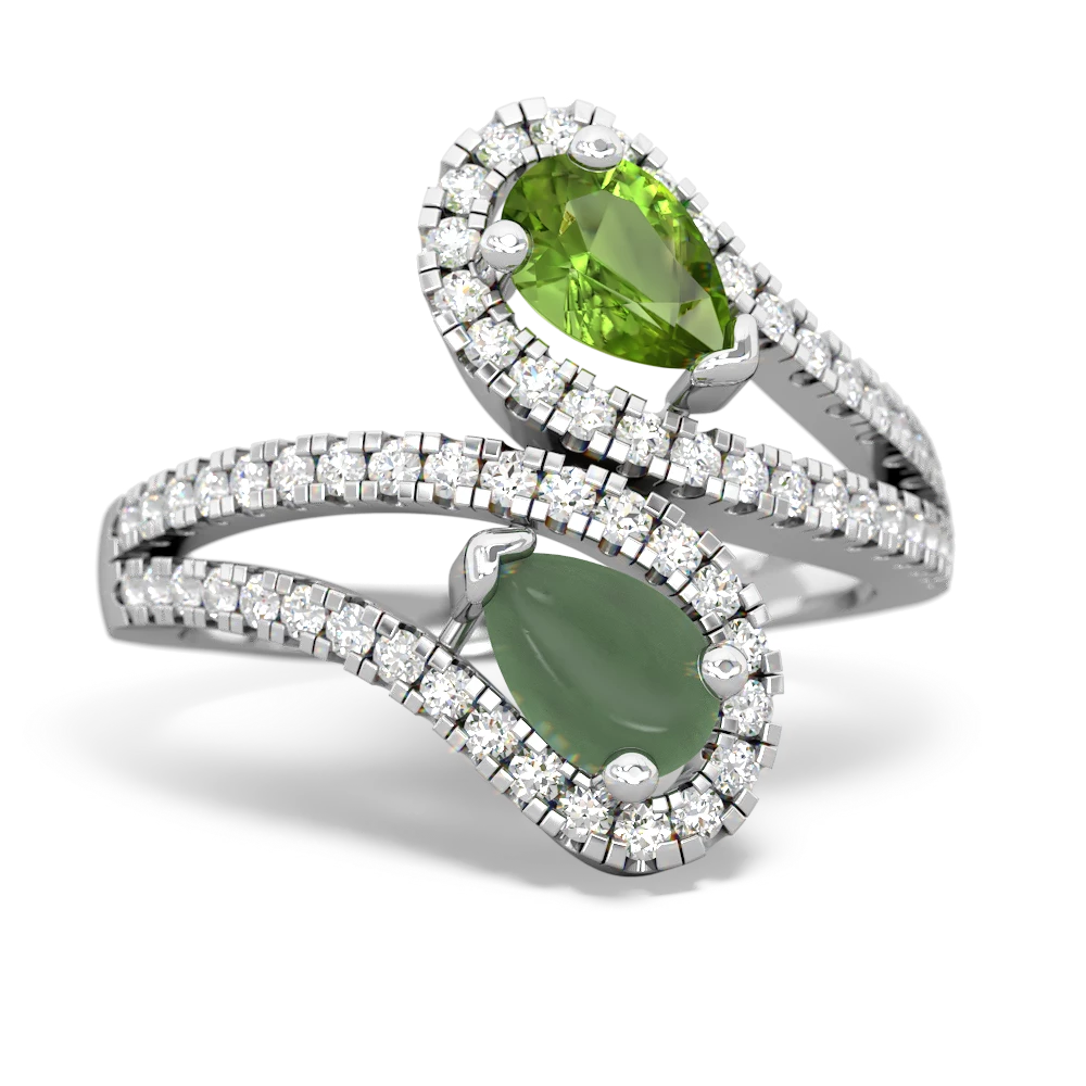 Peridot Diamond Dazzler 14K White Gold ring R3000