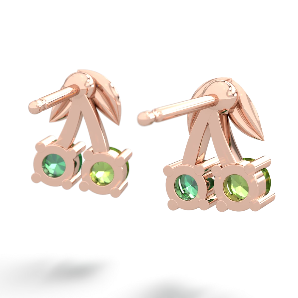 Peridot Sweet Cherries 14K Rose Gold earrings E7001