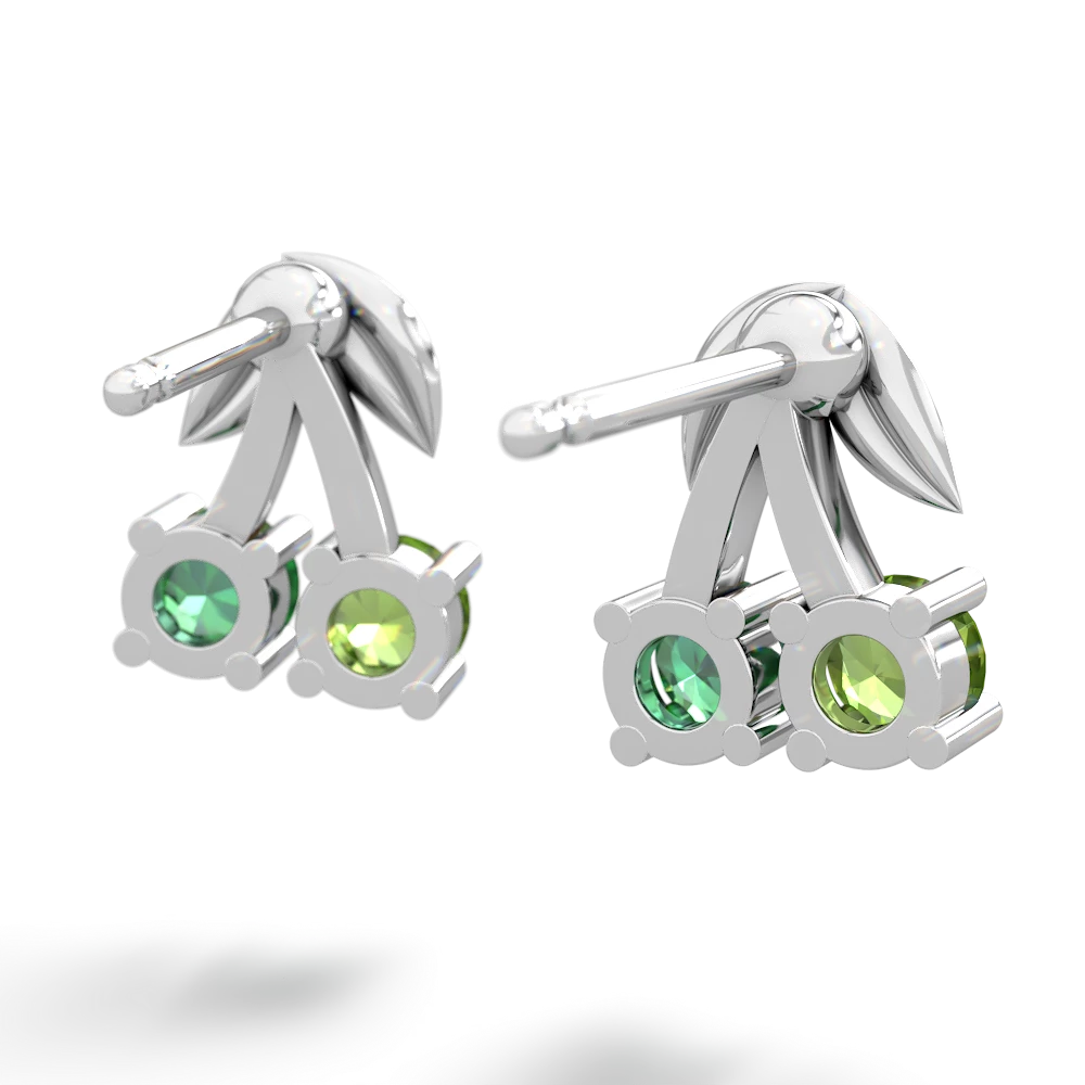 Peridot Sweet Cherries 14K White Gold earrings E7001