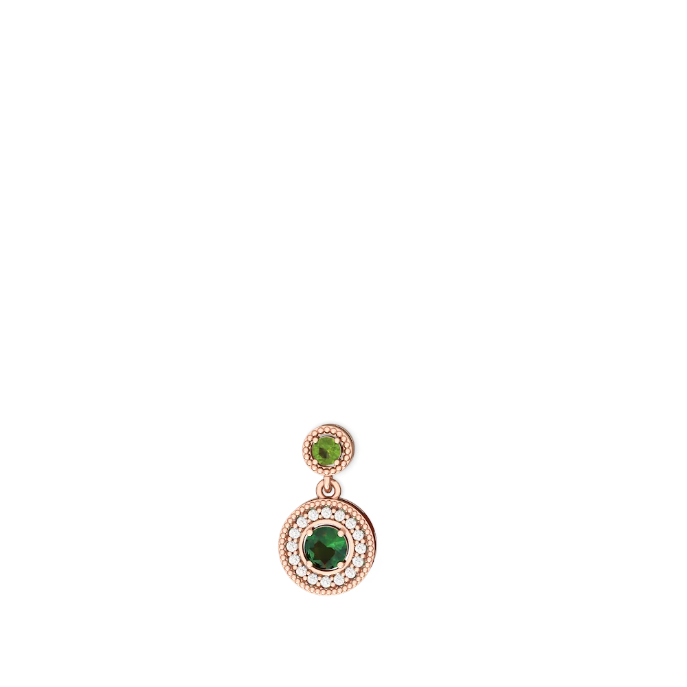 Peridot Halo Dangle 14K Rose Gold earrings E5319