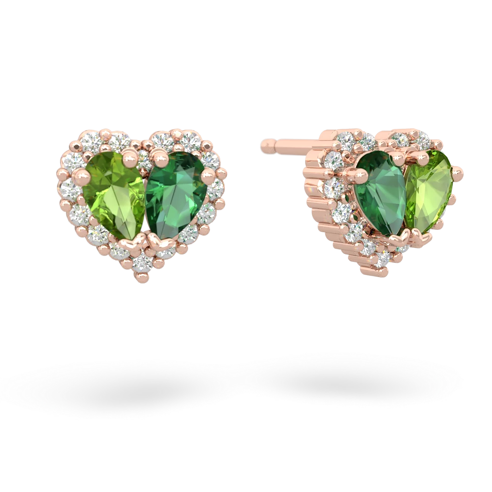 Peridot Halo 14K Rose Gold earrings E7008