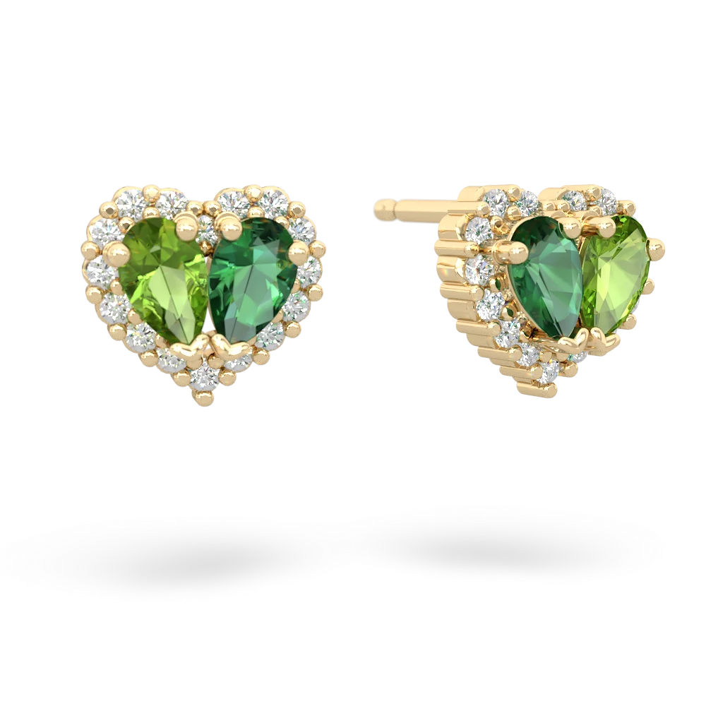 Peridot Halo 14K Yellow Gold earrings E7008