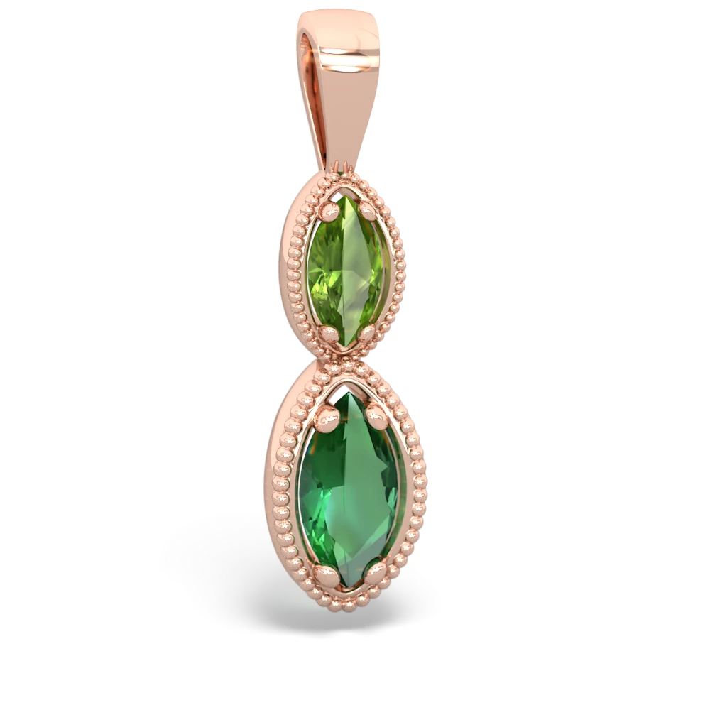 Peridot Antique-Style Halo 14K Rose Gold pendant P5700