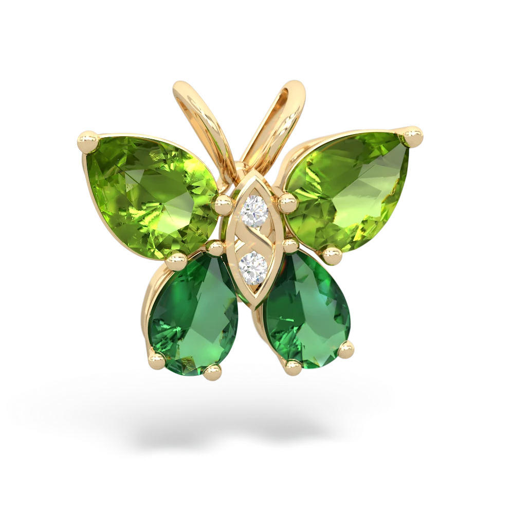 Peridot Butterfly 14K Yellow Gold pendant P2215