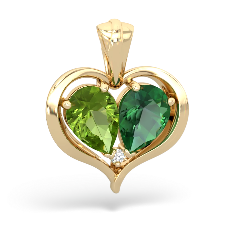 Peridot Two Become One 14K Yellow Gold pendant P5330