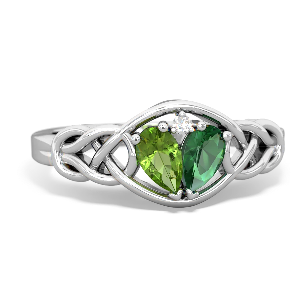 Peridot Celtic Love Knot 14K White Gold ring R5420