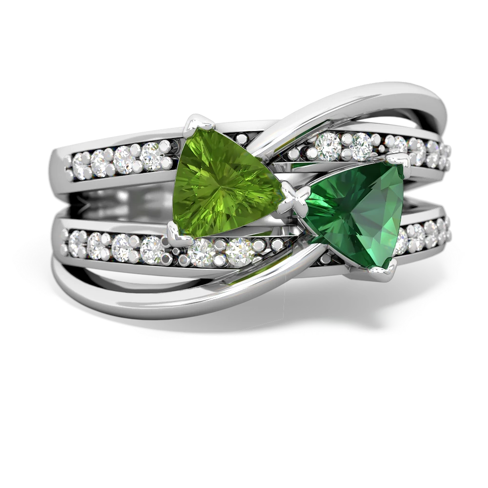 Peridot Bowtie 14K White Gold ring R2360